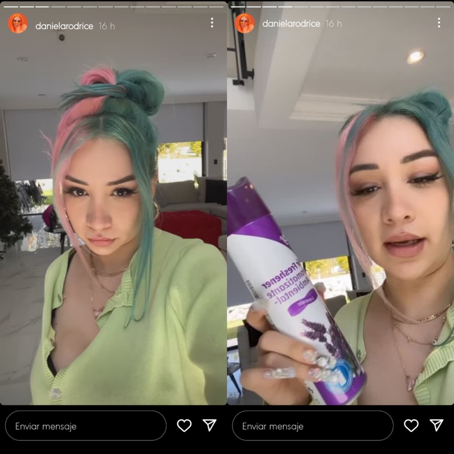 Daniela Rodrice se pone aromatizando ambiental en el cabello.