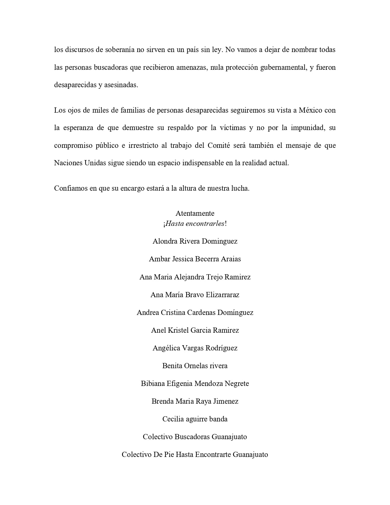 Colectivos mandan mensaje a Volker Türk