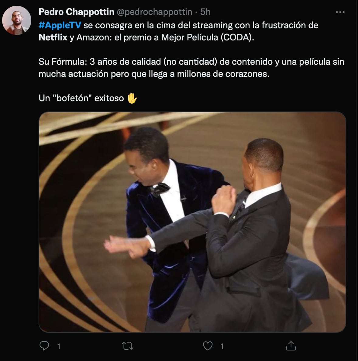 Apple TV+ le gana a Netflix con el primer Oscar a Mejor Película de una plataforma y los memes estallan