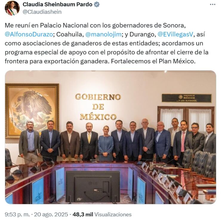 Claudia Sheinbaum se reunió con gobernadores de Sonora, Coahuila y Durango