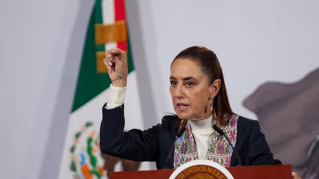 Claudia Sheinbaum Pardo, presidenta de México durante conferencia en Palacio Nacional