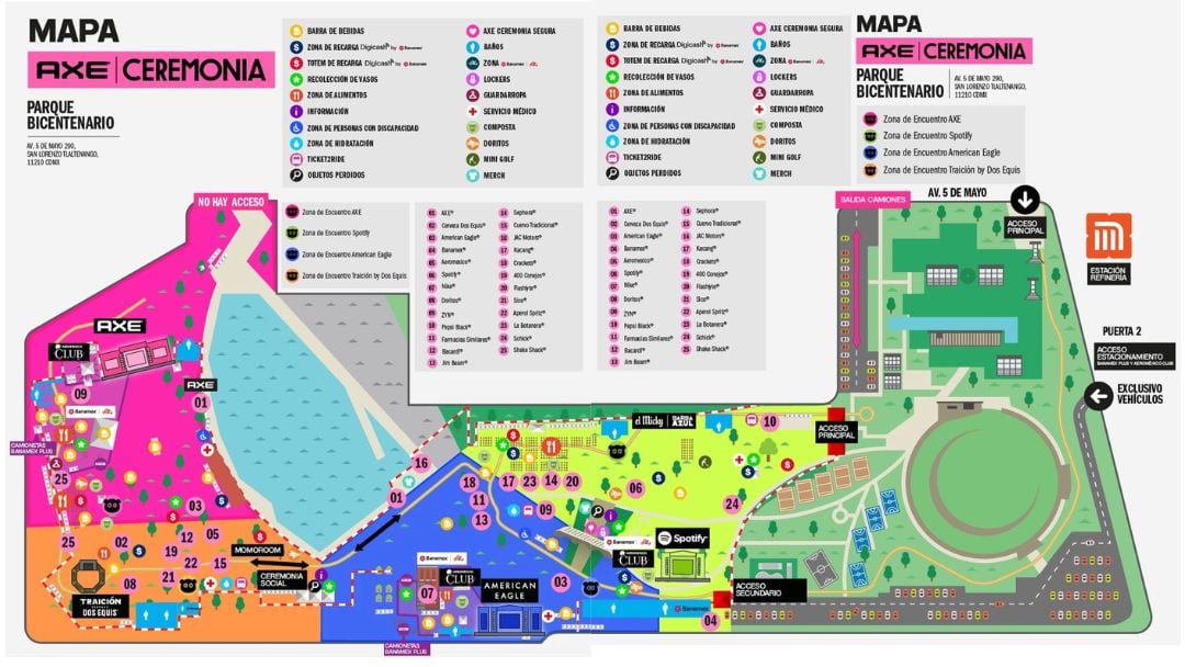 Mapa Axe Ceremonia 2025 en Parque Bicentenario
