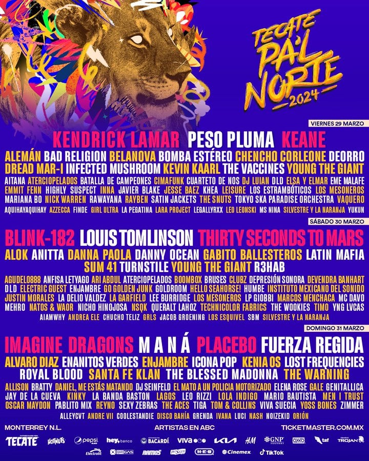 Cartel oficial de Tecate Pal Norte 2024