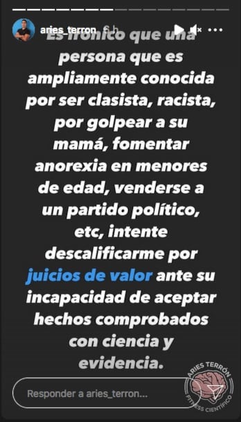 Aries Terrón le responde a Bárbara de Regil