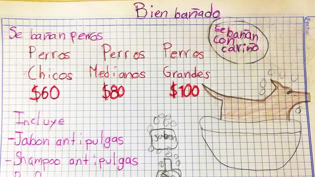 Niño dibuja cartel para su nuevo negocio