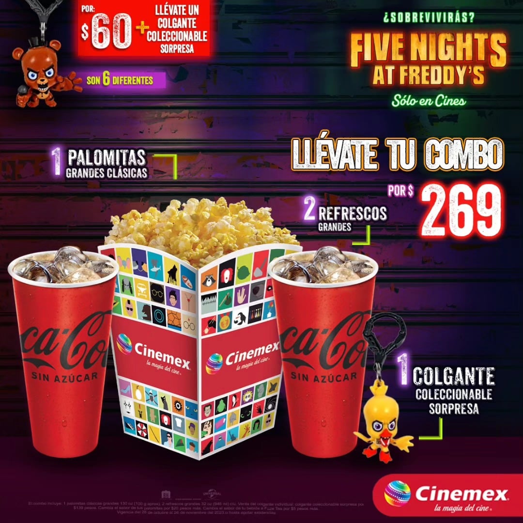 Precio llaveros Five Nights at Freddy's en Cinemex
