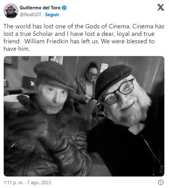 Guillermo del Toro lamenta muerte de William Friedkin