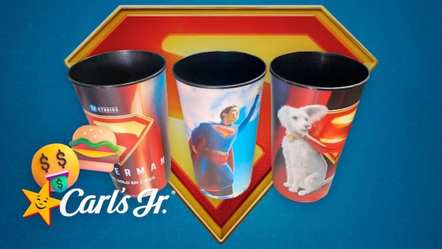 Vasos coleccionables de Superman en Carl’s Jr. México
