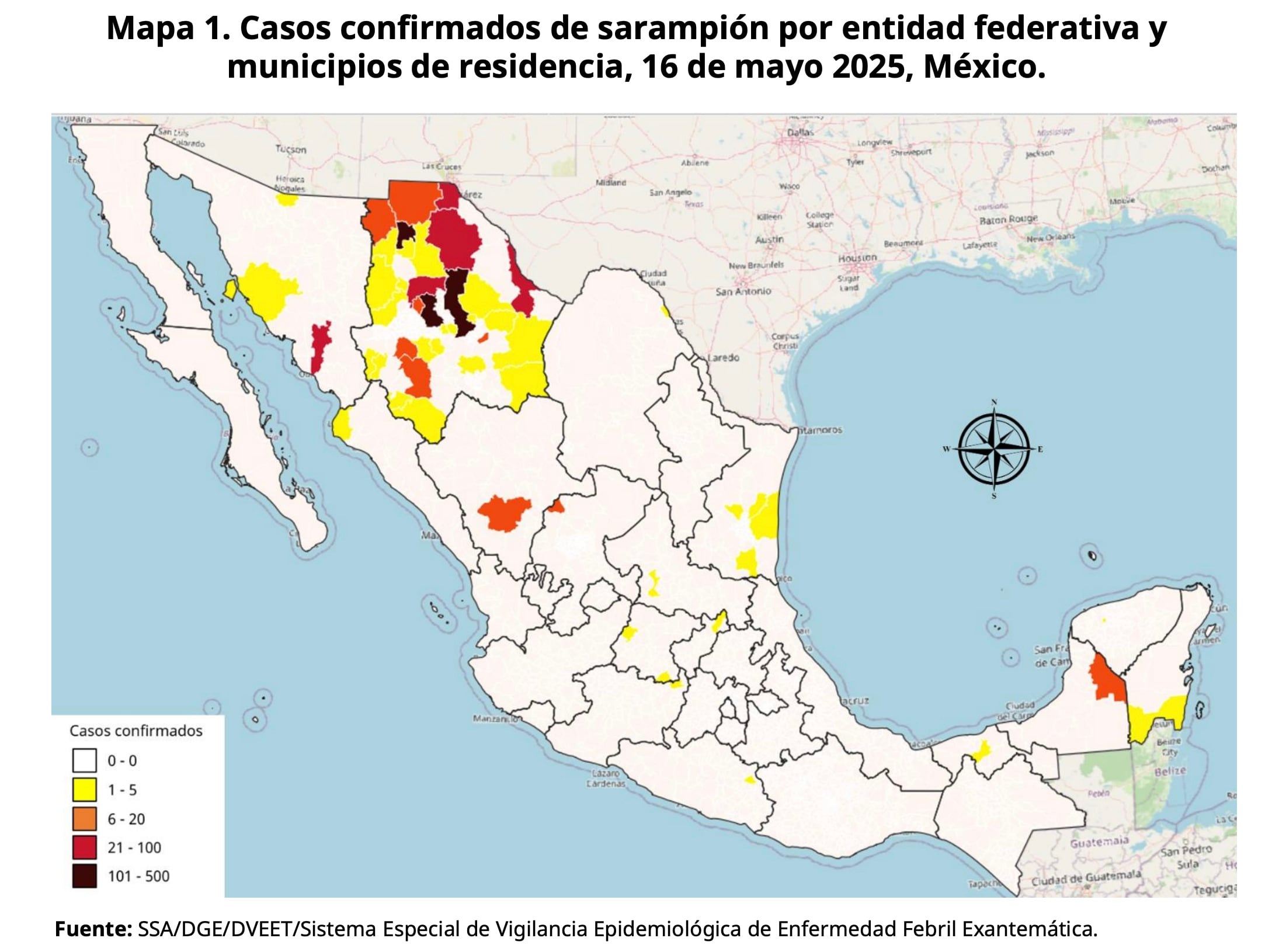 Casos de sarampión en México