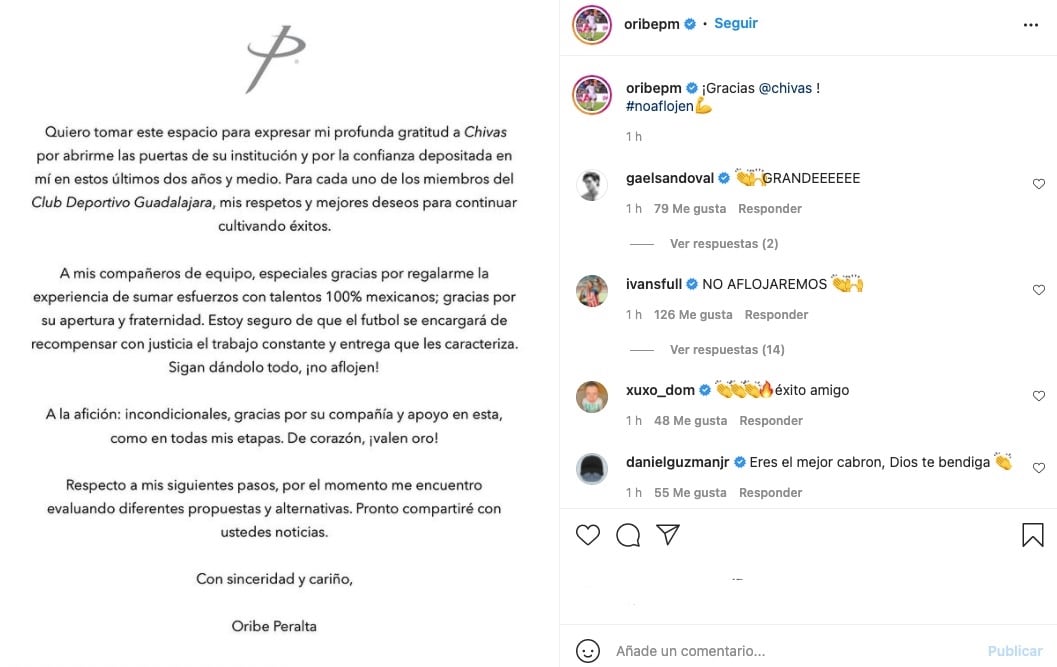 Oribe Peralta se despidió de Chivas