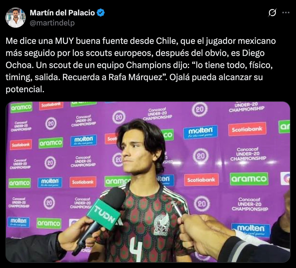 Diego Ochoa ha sido observado por scouts europeos