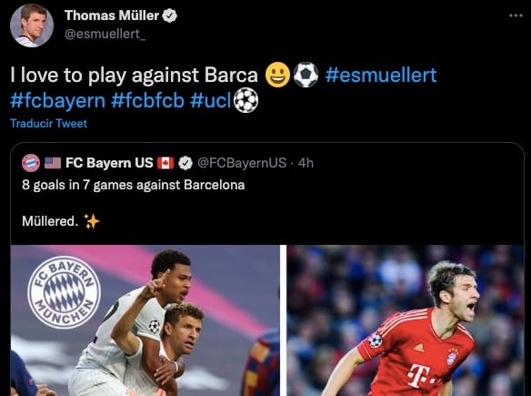 Thomas Müller le ha anotado 8 goles en 7 partidos al Barça