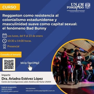 Publicación del posgrado sobre Bad Bunny por la UNAM