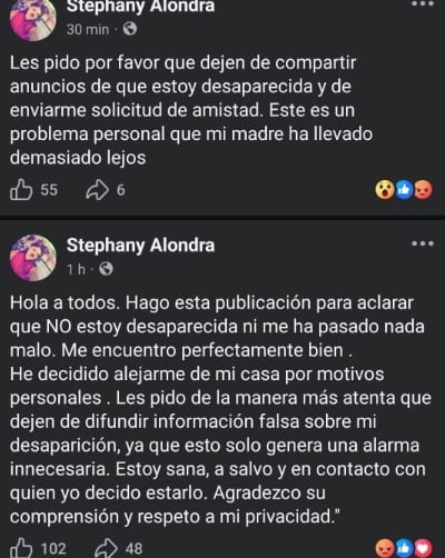 Stephanye Contreras aclara no estar desaparecida