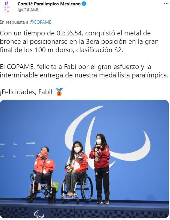 Fabiola Ramírez tras ganar la medalla de bronce