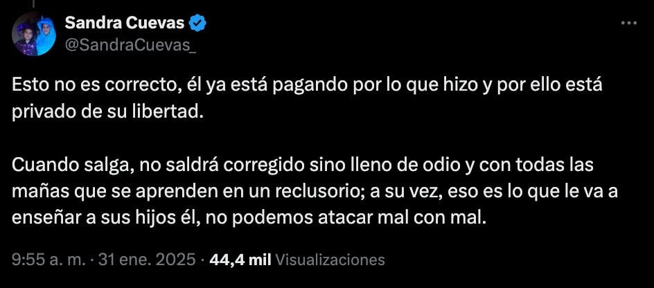 Sandra Cuevas defiende a Fofo Márquez tras video de abusos en prisión.