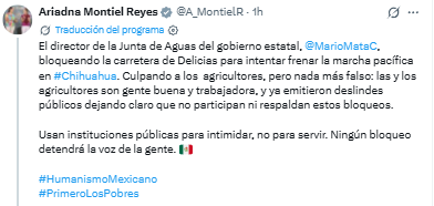 Ariadna Montiel acusa miedo de la derecha por marcha en Chihuahua