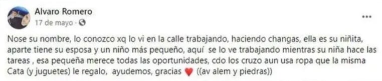 Publicación en Facebook