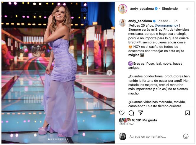 Andrea Escalona celebra el 25 aniversario de Hoy