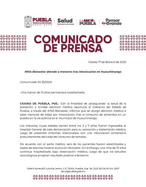 Menor de 10 años da positivo a fentanilo tras comer tamales