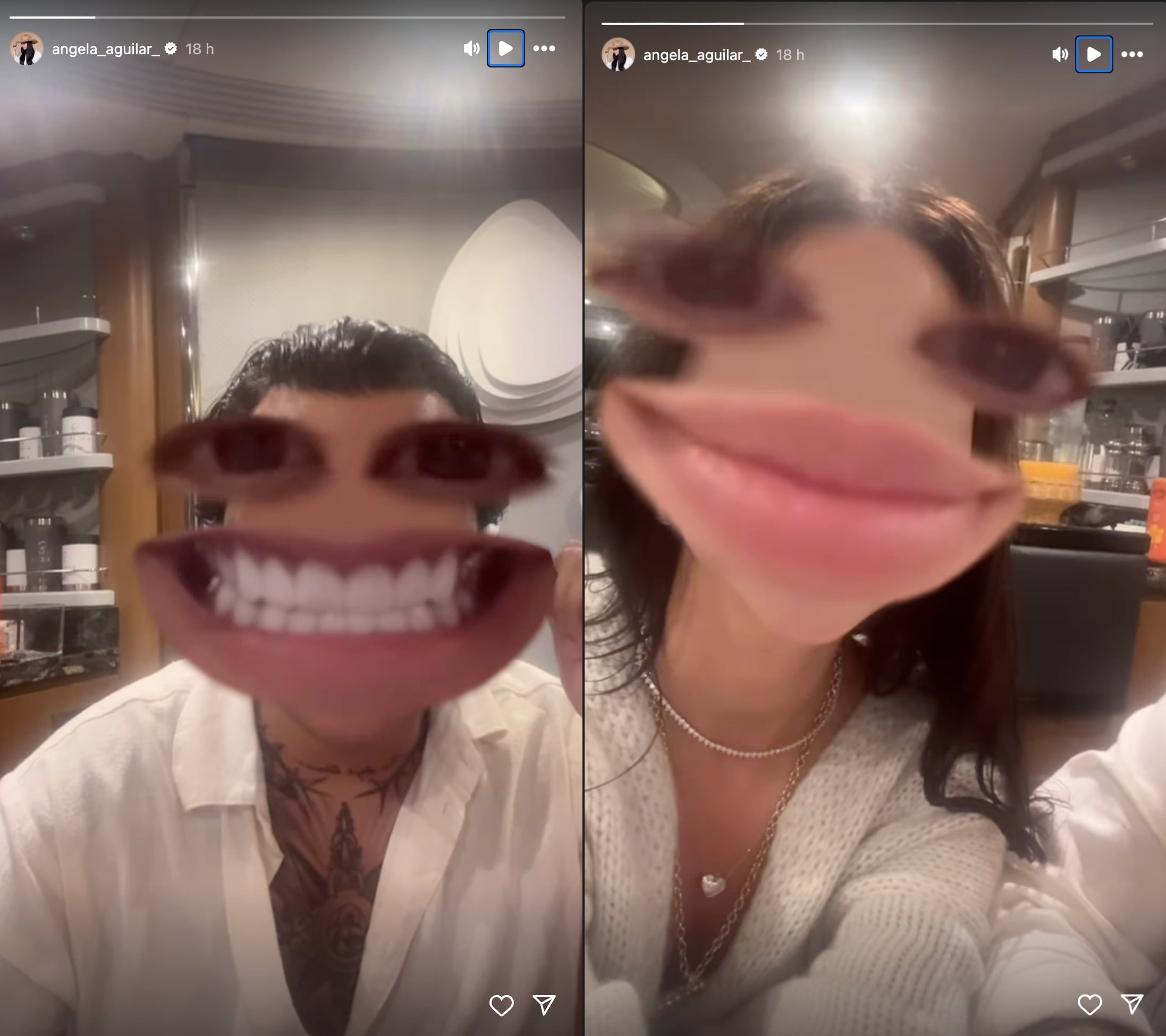 Christian Nodal y Ángela Aguilar se graban con filtro para evitar burlas sobre su físico