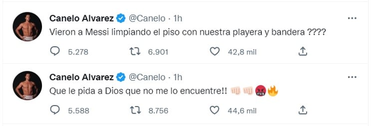 Tuits de Saúl Canelo Álvarez contra Messi