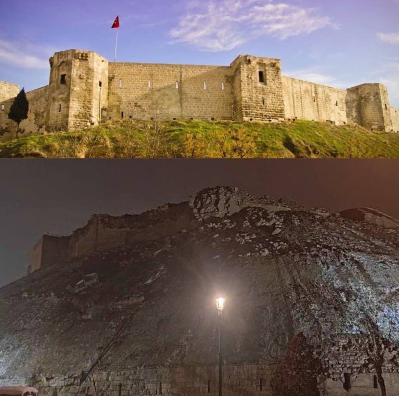 Castillo de Gaziantep; antes y después del terremoto en Turquía