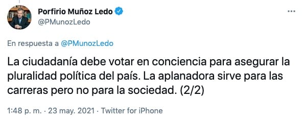 Tuit de Muñoz Ledo/@PMunozLedo