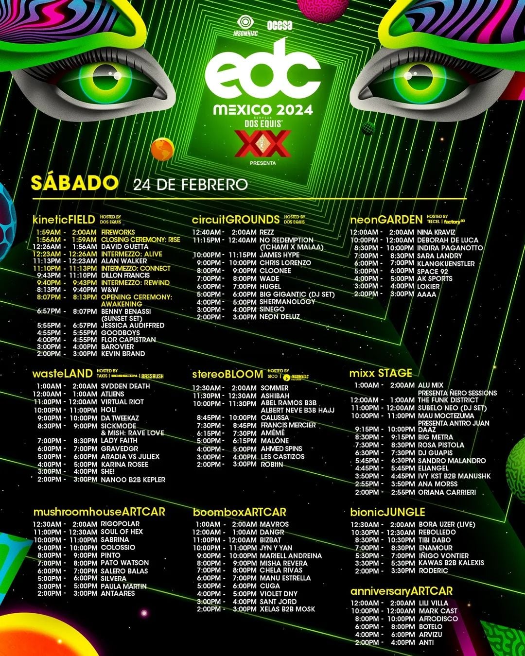EDC México 2024: Horarios para el sábado 24 de febrero