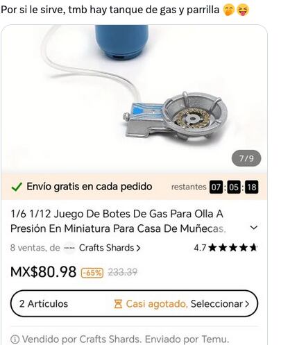 Usuarios se burlan de la olla express que compró en Temu.