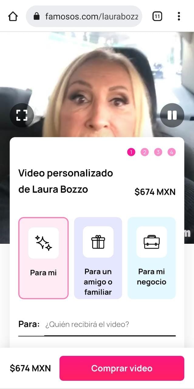 Laura Bozzo vende saludos a $674 pesos