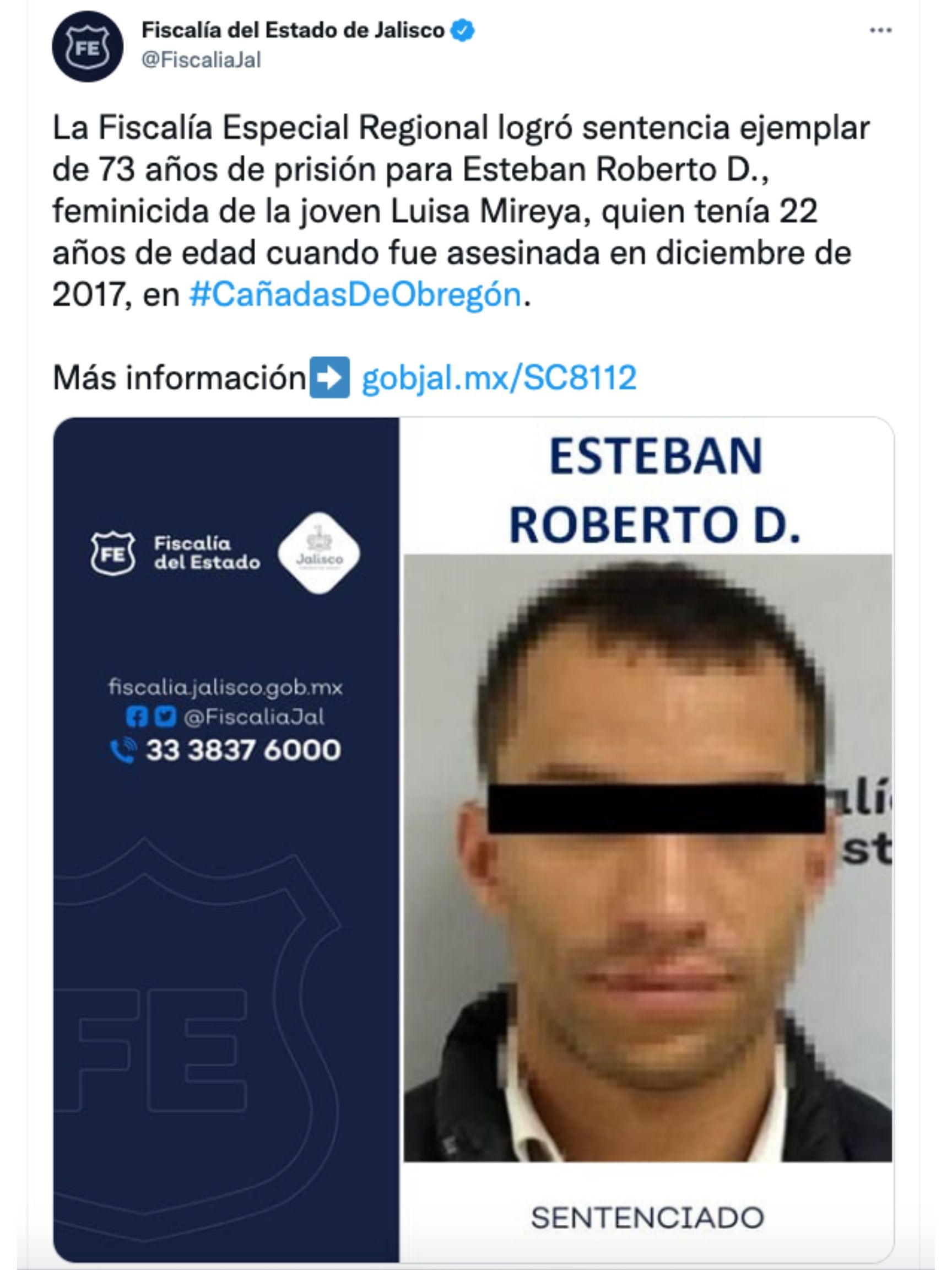Comunicado de la Fiscalía de Jalisco