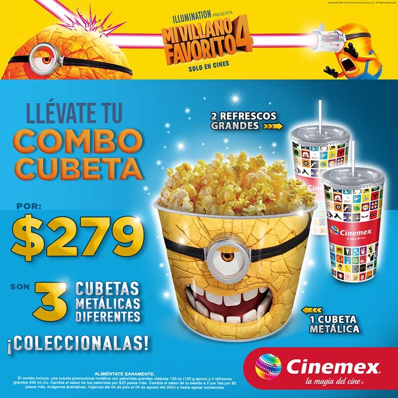 Combos de Cinemex de Mi Villano Favorito 4: Precio, fecha de venta y qué contiene cada uno de ellos