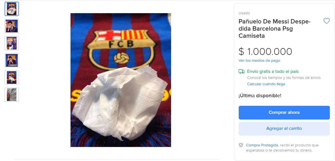 Venden supuesto pañuelo de Lionel Messi