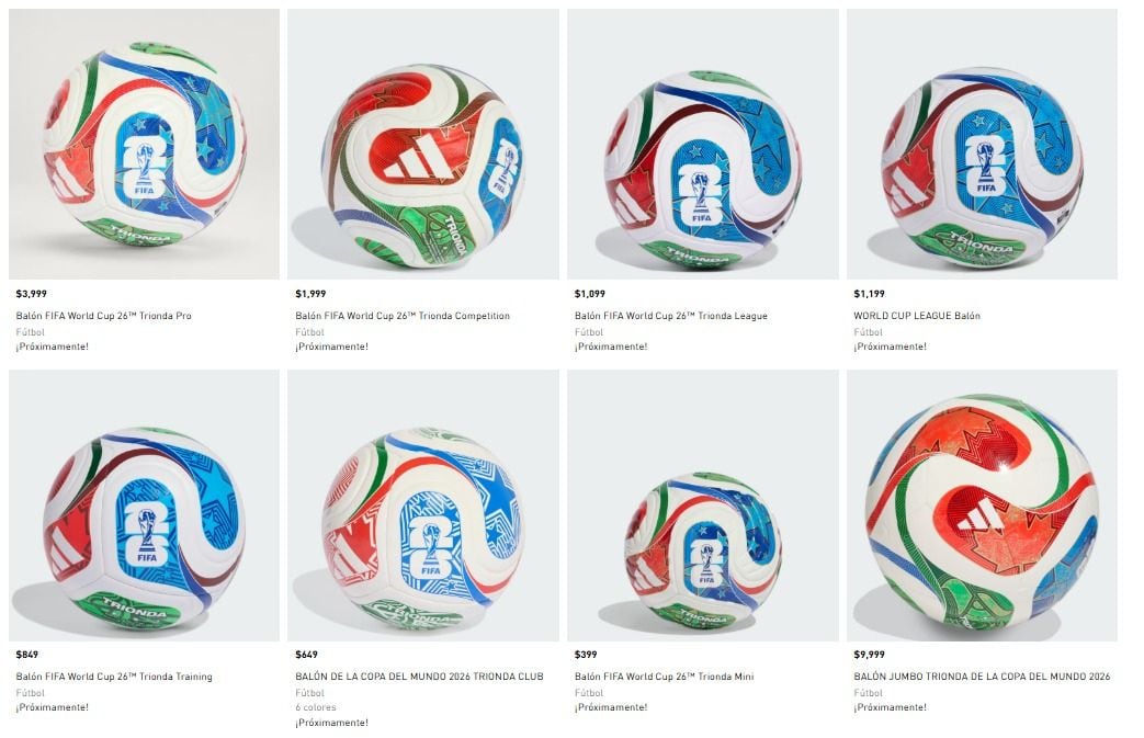 Precios oficiales del balón Trionda del Mundial 2026.
