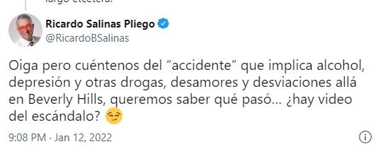 Ricardo Salinas Pliego cuestiona a Denise Dresser por un supuesto accidente