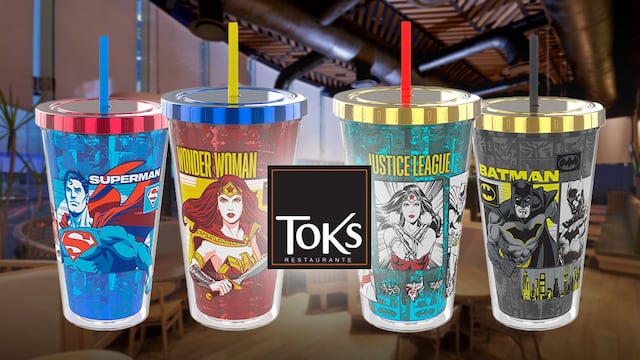 Vasos de La Liga de la Justicia en Toks