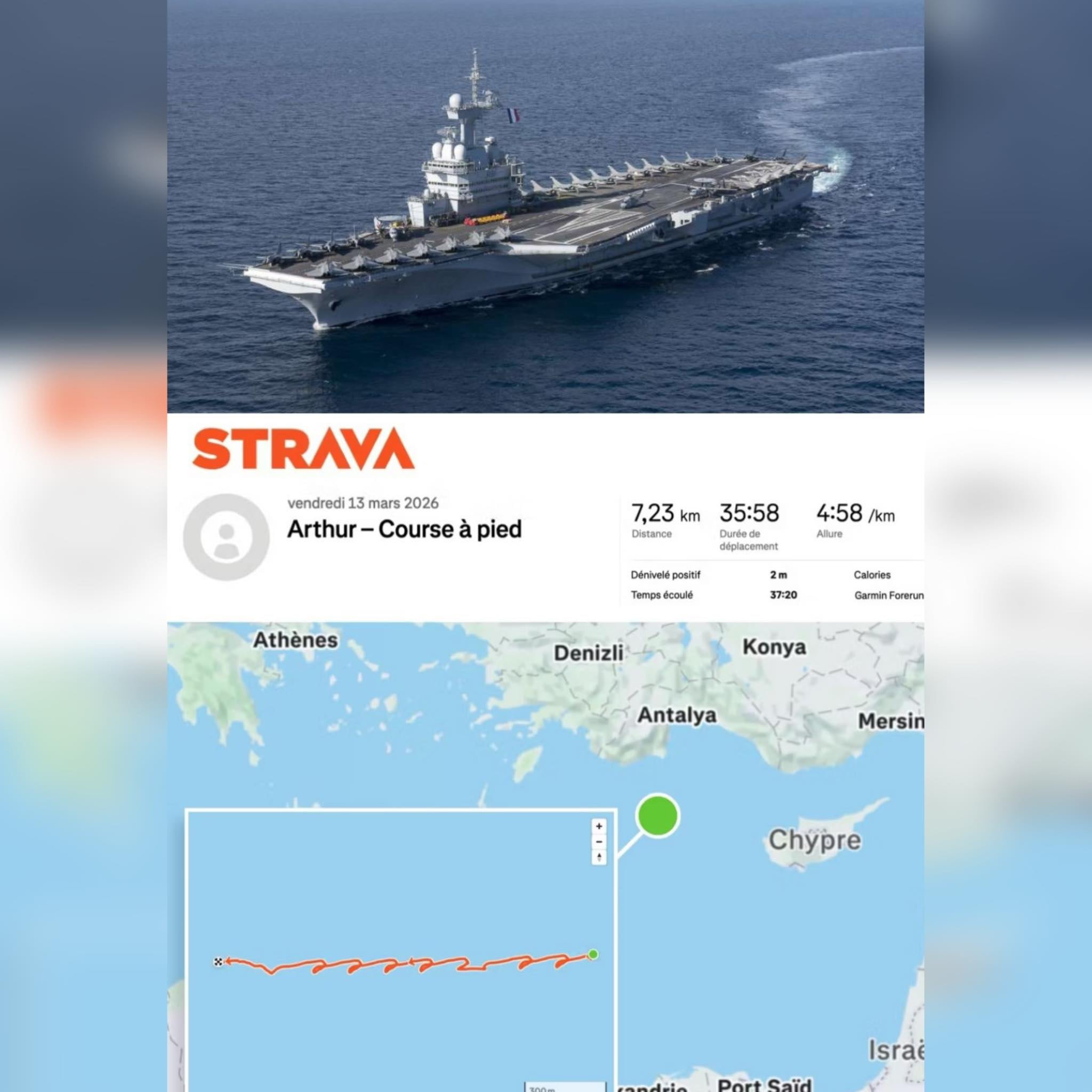 Portaaviones francés Charles de Gaulle es ubicado cerca de Medio Oriente