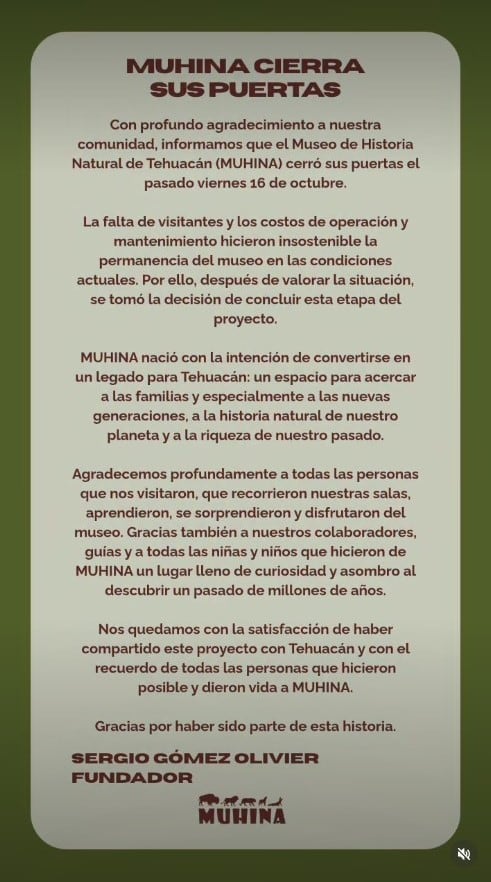 Museo de Historia Natural de Tehuacán cierra por falta de visitantes