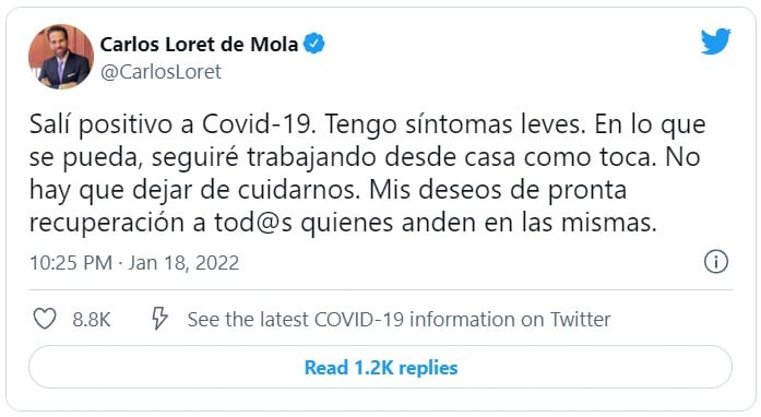 Tuit de Carlos Loret de Mola
