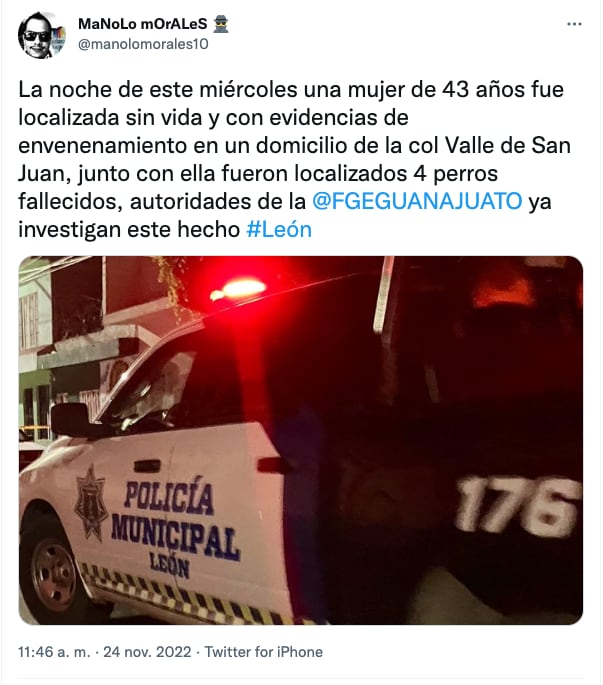 mujer y sus 4 perros murieron por envenenamiento en León Guanajuato