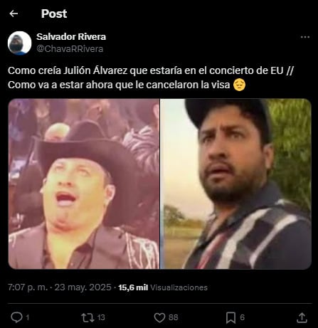 Memes por Julión Álvarez y la cancelación de su visa en Estados Unidos