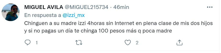 Comentarios de queja de la falta de servicio de Izzi