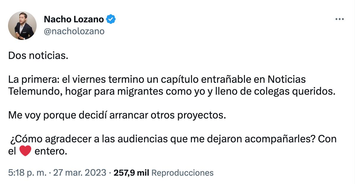 Nacho Lozano regresa a Grupo Imagen