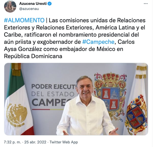 Carlos Aysa González, embajador de México en República Dominicana.
