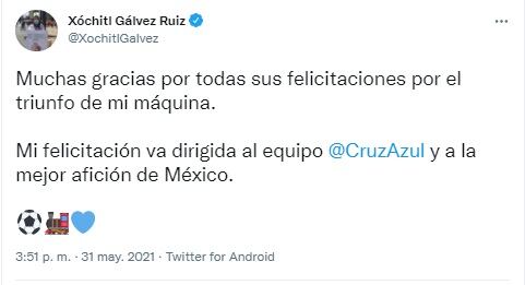 Tuit de Xóchitl Gálvez