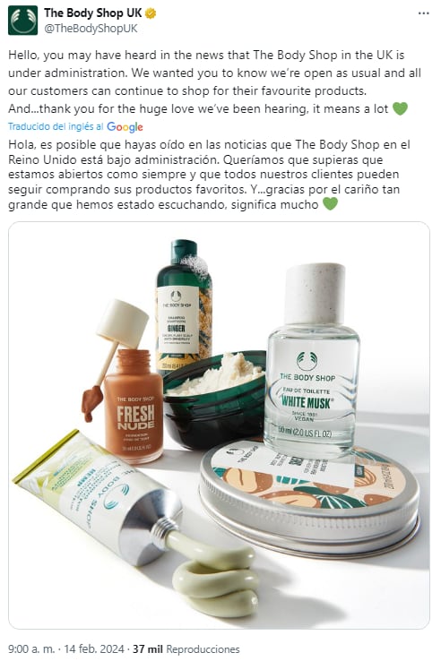 The Body Shop no peligra en México tras su quiebra en Reino Unido