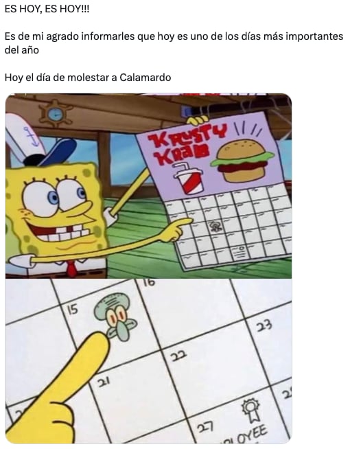 Memes celebran el día de molestar a Calamardo