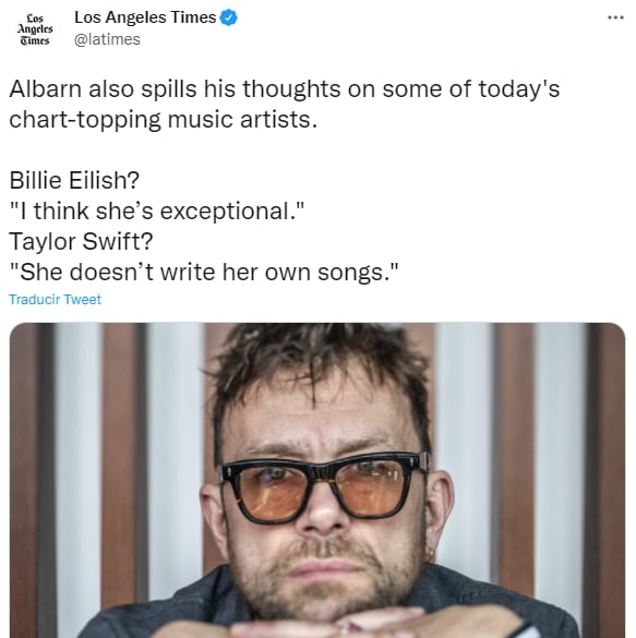 Post de Los Angeles Times sobre Damon Albarn