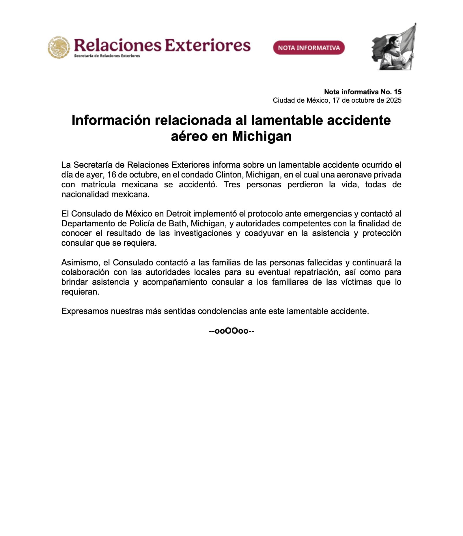 Comunicado de SRE